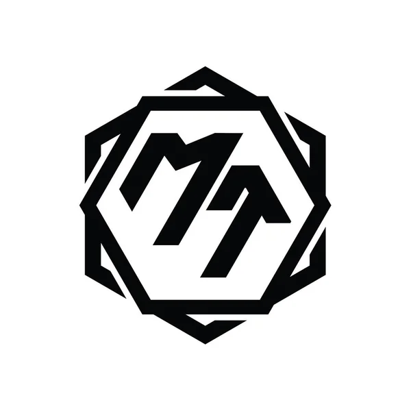 Logotipo Monograma Hexágono Forma Com Geométrico Abstrato Isolado Esboço Modelo — Fotografia de Stock