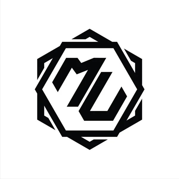 Эмблема Логотипа Шестиугольник Геометрической Абстрактной Изолированной Схемой Контура — стоковое фото