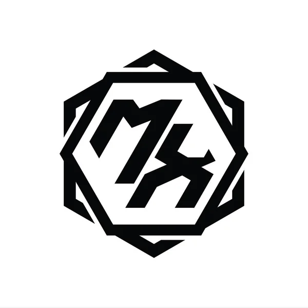 Forma Hexágono Monograma Logotipo Com Modelo Isolado Abstrato Geométrico Esboço — Fotografia de Stock