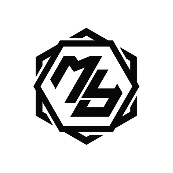 Logo Monogram Hatszög Alakú Geometriai Absztrakt Elszigetelt Vázlat Design Sablon — Stock Fotó