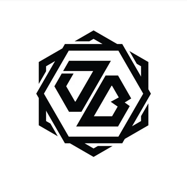 Лого Монограма Шестикутника Геометричним Абстрактним Контуром Шаблон Дизайну — стокове фото