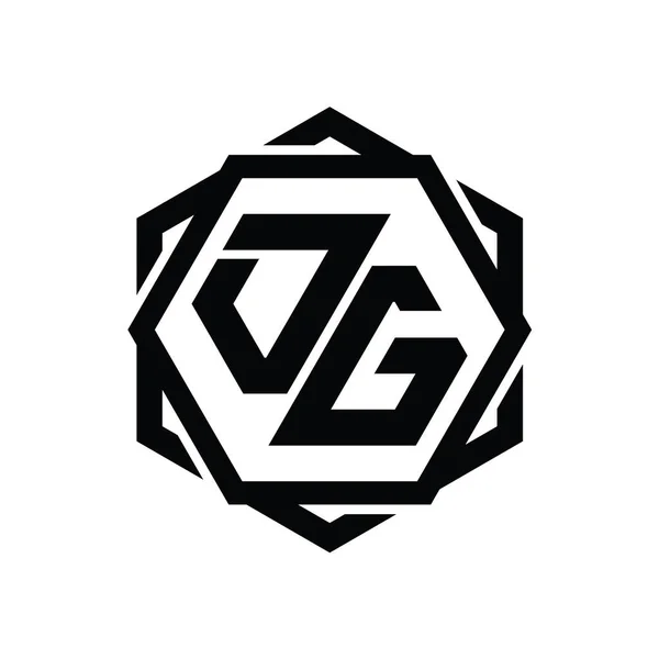 Logo Monogram Sześciokątny Kształt Geometrycznym Abstrakcyjny Odizolowany Zarys Szablon Projektu — Zdjęcie stockowe
