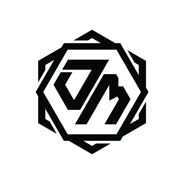 Логотип Монограма Шестикутника Геометричним Абстрактним Шаблоном Ізольованого Контуру — стокове фото