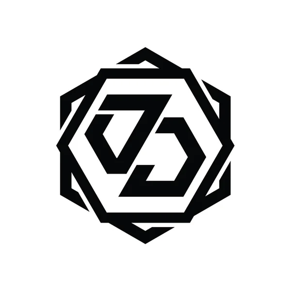 Logo Forme Hexagonale Monogramme Avec Modèle Géométrique Abstrait Conception Contour — Photo
