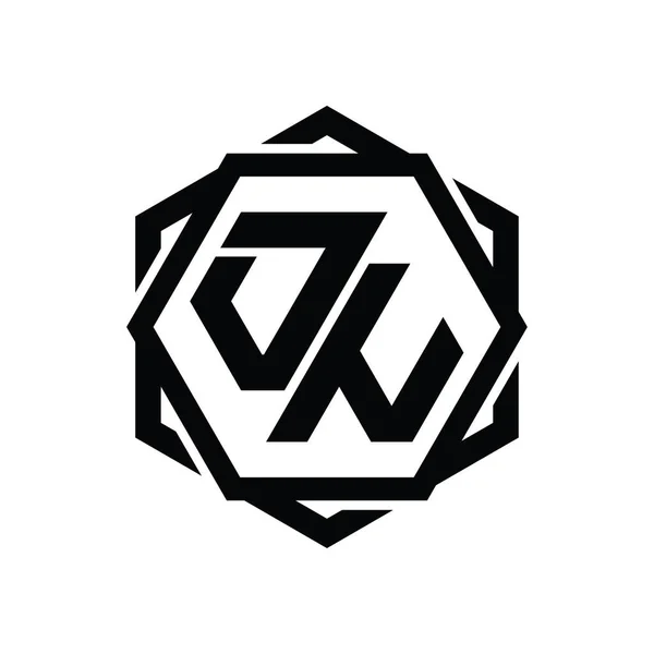 Logo Forma Hexágono Monograma Con Plantilla Diseño Contorno Aislado Abstracto — Foto de Stock