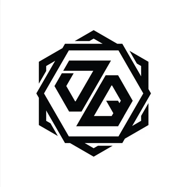 Bentuk Monogram Hexagon Logo Dengan Templat Desain Abstrak Terisolasi Geometris — Stok Foto
