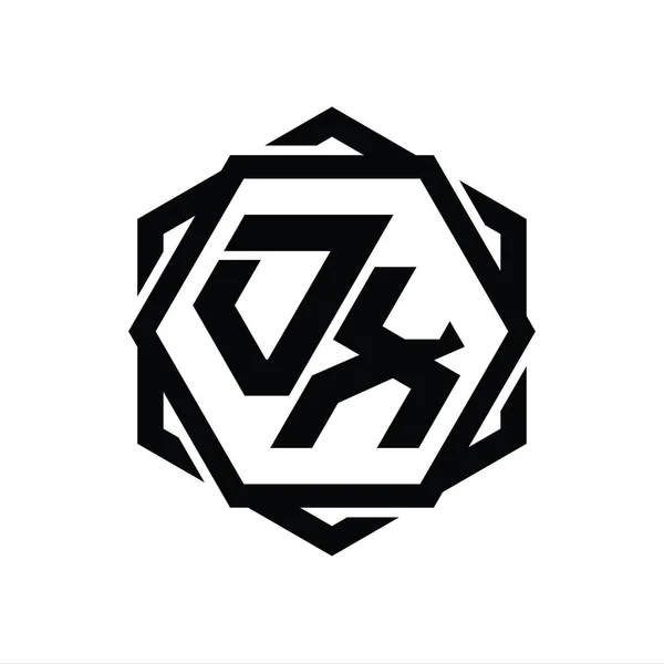 Logo Monogram Šestiúhelníkový Tvar Geometricky Abstraktní Izolovanou Šablonou Pro Návrh — Stock fotografie