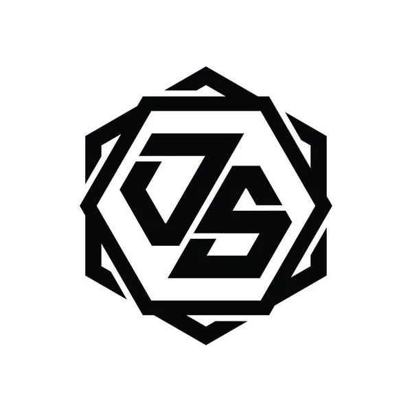 Logo Monogramm Sechseck Form Mit Geometrischen Abstrakten Isolierten Umrissen Design — Stockfoto