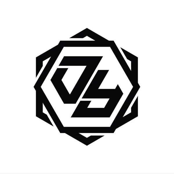 Форма Шестиугольника Logo Геометрическим Абстрактным Изолированным Дизайном Контура — стоковое фото