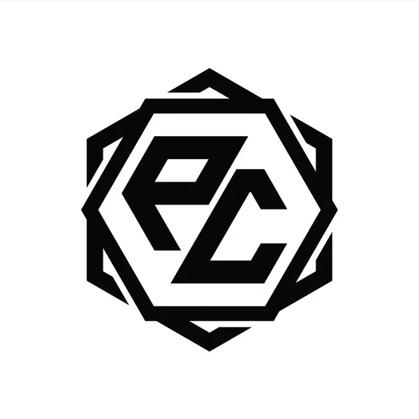 Форма Шестиугольника Логотипом Геометрическим Абстрактным Изолированным Шаблоном Контура — стоковое фото