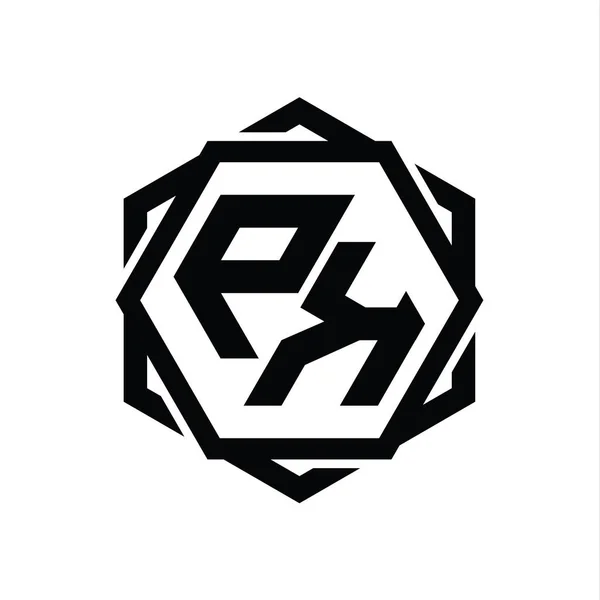 Шестиугольник Логотипом Геометрическим Абстрактным Дизайном — стоковое фото