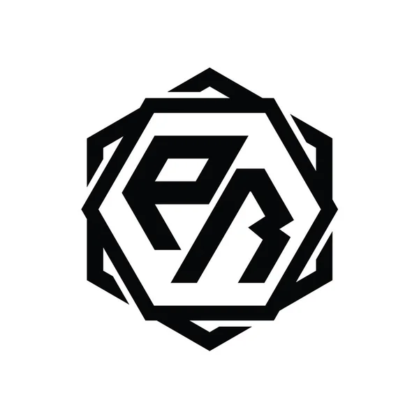Logo Monogram Sześciokątny Kształt Geometrycznym Abstrakcyjnym Odizolowanym Szkicem Szablonu Projektu — Zdjęcie stockowe