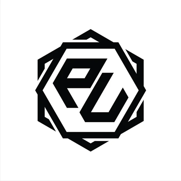 Λογότυπο Μονόγραμμα Εξάγωνο Σχήμα Γεωμετρική Αφηρημένη Απομονωμένη Περίγραμμα Πρότυπο Σχεδιασμού — Φωτογραφία Αρχείου