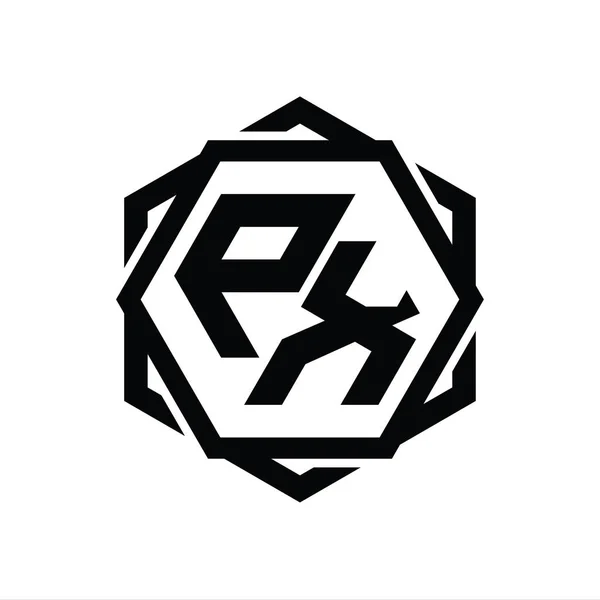 Форма Шестиугольника Монограммы Logo Геометрическим Абстрактным Изолированным Шаблоном Контура — стоковое фото