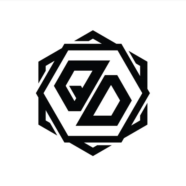 Forma Hexágono Monograma Logotipo Com Modelo Isolado Abstrato Geométrico Projeto — Fotografia de Stock