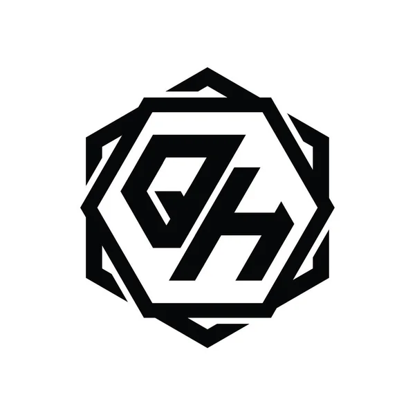 Forma Hexágono Monograma Logotipo Com Modelo Isolado Abstrato Geométrico Esboço — Fotografia de Stock