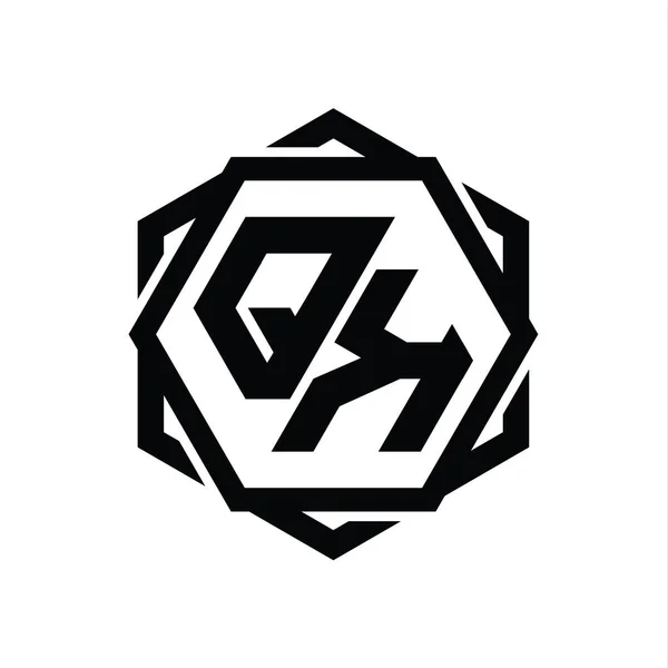 Bentuk Monogram Heksagon Logo Dengan Templat Desain Abstrak Terisolasi Geometris — Stok Foto