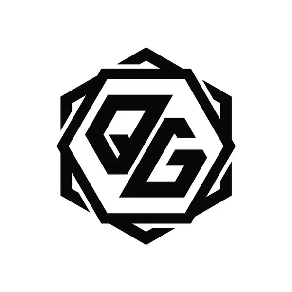 Logo Monograma Hexágono Forma Con Plantilla Diseño Contorno Aislado Abstracto —  Fotos de Stock