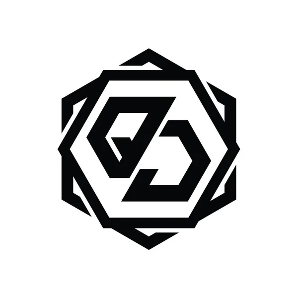 Logo Monogram Altıgen Şekli Geometrik Soyut Izole Tasarım Şablonu — Stok fotoğraf