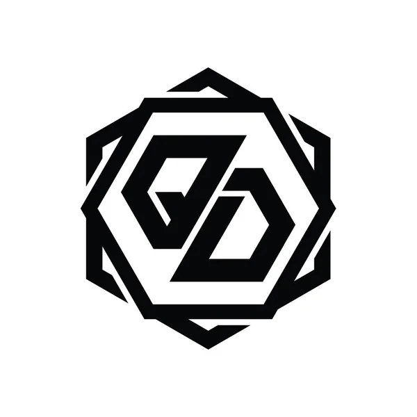 Bentuk Monogram Heksagon Logo Dengan Templat Desain Abstrak Terisolasi Geometris — Stok Foto