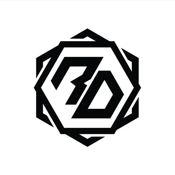 Logo Monogram Sześciokąt Kształt Geometryczny Abstrakcyjny Odizolowany Zarys Szablon Projektu — Zdjęcie stockowe