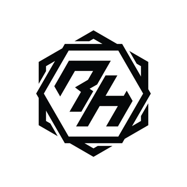 Λογότυπο Μονόγραμμα Εξάγωνο Σχήμα Γεωμετρικά Αφηρημένη Απομονωμένη Περίγραμμα Πρότυπο Σχεδιασμού — Φωτογραφία Αρχείου