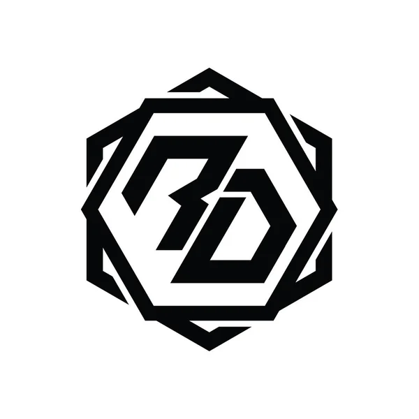 Logo Monogram Sześciokątny Kształt Geometrycznym Abstrakcyjnym Odizolowanym Szkicem Szablonu Projektu — Zdjęcie stockowe