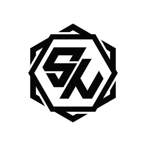 Logotyp Monogram Hexagon Form Med Geometrisk Abstrakt Isolerad Skiss Design — Stockfoto