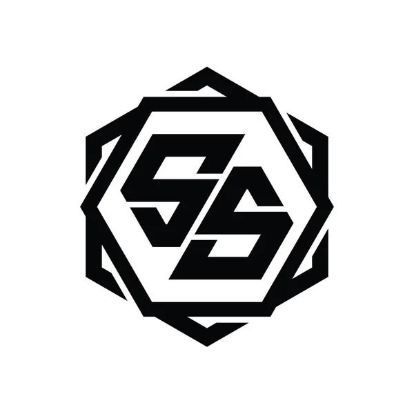 Logo Μονόγραμμα Εξάγωνο Σχήμα Γεωμετρικά Αφηρημένη Απομονωμένη Περίγραμμα Πρότυπο Σχεδιασμού — Φωτογραφία Αρχείου