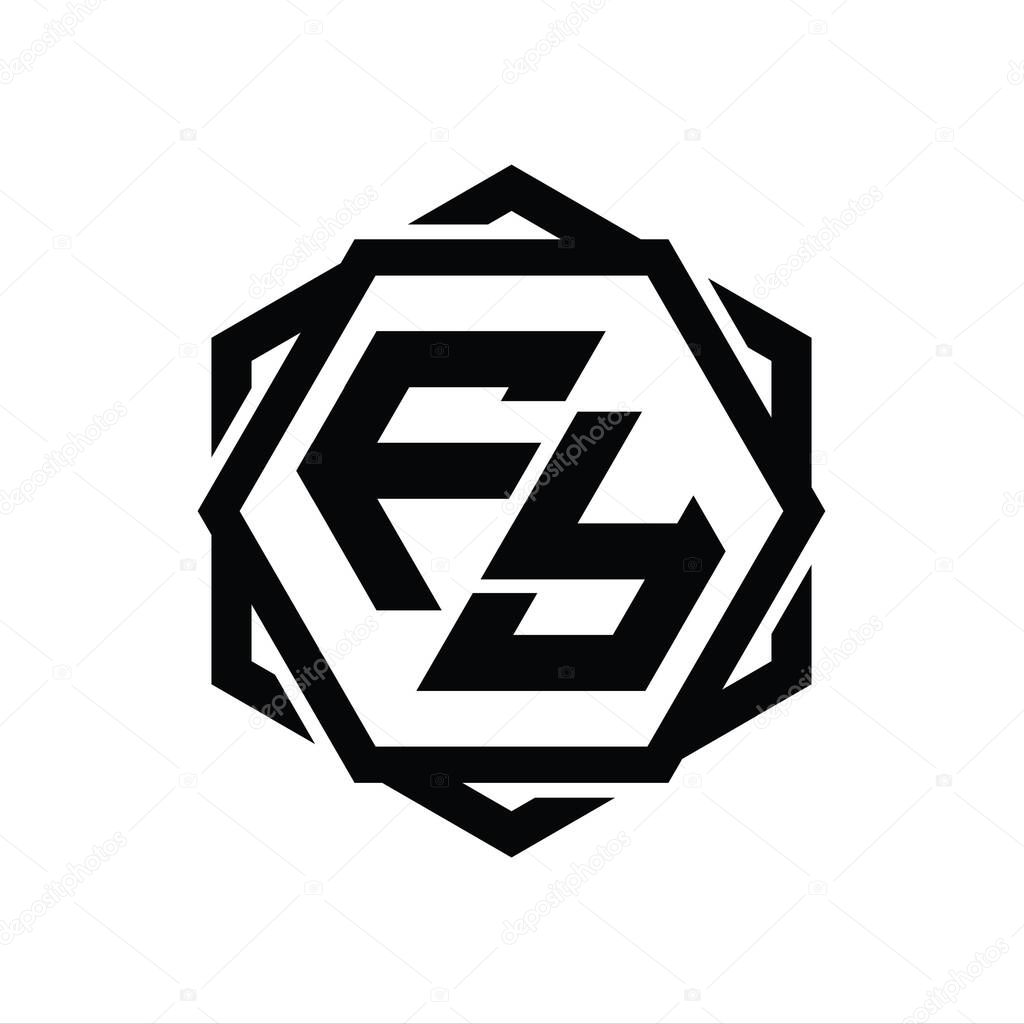FY Logo monogram hexagon shape with geometric abstract isolated outline design template