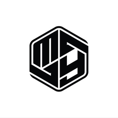 My Letter Logo monogram altıgen şekli ile soyut izole tasarım şablonu