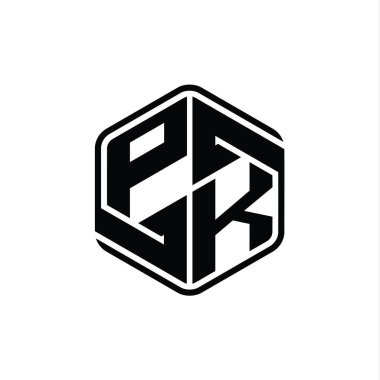 Soyut soyut izole tasarım şablonu ile PK Harfi Logo monogram altıgen şekli