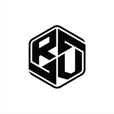 Karavan Harfi Logo monogram altıgen şekli ile soyut izole tasarım şablonu