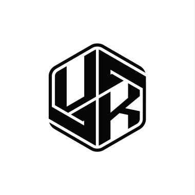 Birleşik Krallık Harfi Logosu monogram altıgen şekli ile soyut izole tasarım şablonu