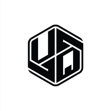 Soyut soyut izole tasarım şablonu ile UQ Harfi Logo monogram altıgen şekli