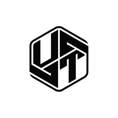 Soyut soyut izole tasarım şablonu ile UT Harfi Logo monogram altıgen şekli