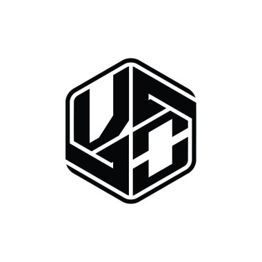 Soyut soyut izole tasarım şablonu ile VO Harfi Logo monogram altıgen şekli