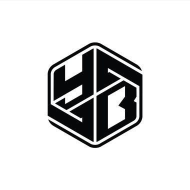 Soyut izole tasarım şablonu ile YB Harfi Logo monogram altıgen şekli