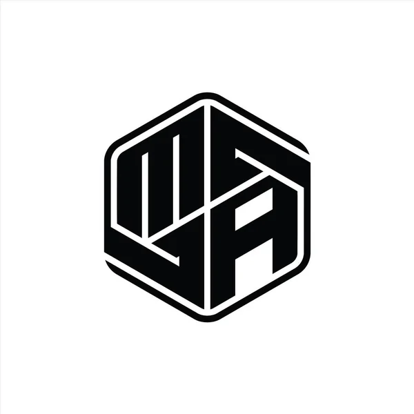 Эмблема Буквы Логотип Шестиугольник Формы Орнаментом Абстрактный Изолированный Дизайн Контура — стоковое фото