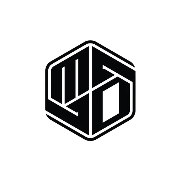 Huruf Logo Monogram Bentuk Heksagon Dengan Ornamen Abstrak Terisolasi Kerangka — Stok Foto