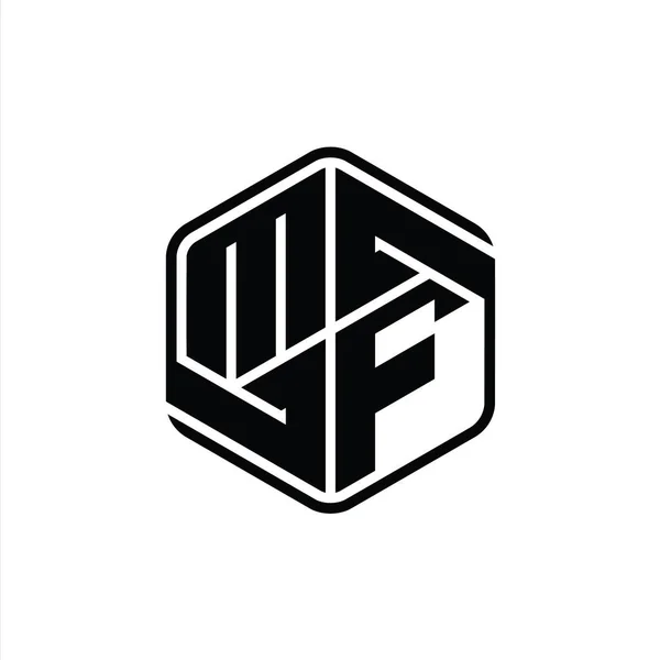 Mf文字ロゴモノグラム六角形形装飾抽象的な孤立アウトラインデザインテンプレート — ストック写真