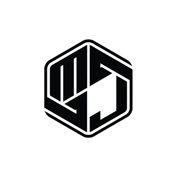 Bentuk Monogram Logo Monxagon Dengan Ornamen Templat Desain Pinggiran Terisolasi — Stok Foto