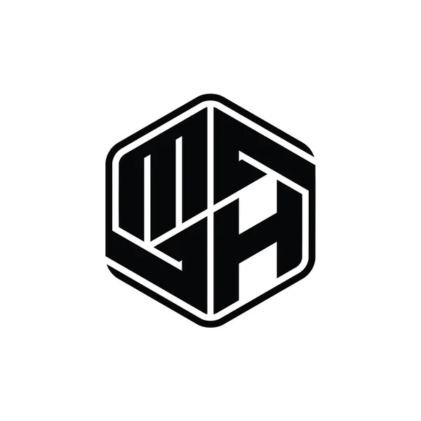 Letter Logo Monogram六角形の装飾抽象的なアウトラインデザインテンプレート — ストック写真