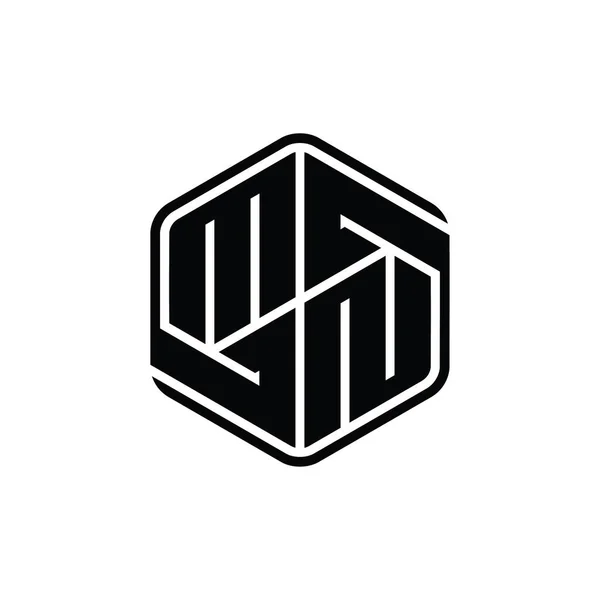 Mnレターロゴモノグラム六角形装飾抽象的なアウトラインデザインテンプレート — ストック写真