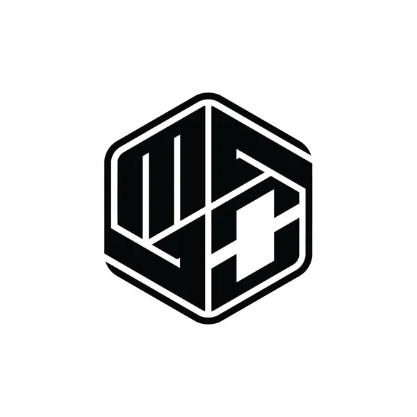 List Logo Monogram Sześciokąt Kształt Ornament Abstrakcyjny Odizolowany Zarys Szablon — Zdjęcie stockowe