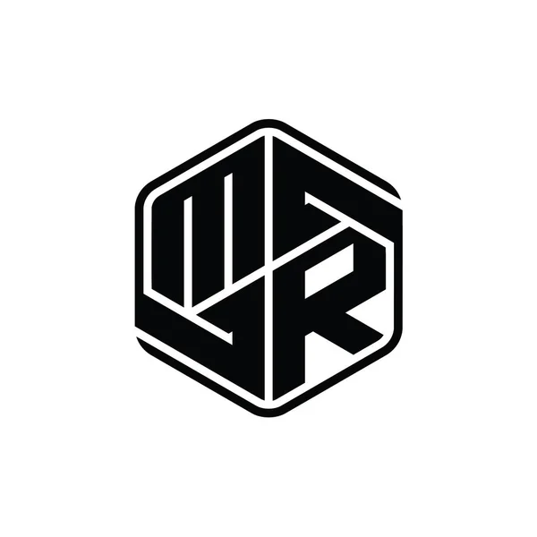 Letter Logo Monograma Hexágono Con Adorno Abstracto Plantilla Diseño Contorno —  Fotos de Stock