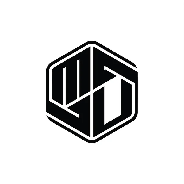 Монограмма Логотипа Шестиугольник Орнаментом Абстрактный Изолированный Дизайн Контура Шаблона — стоковое фото