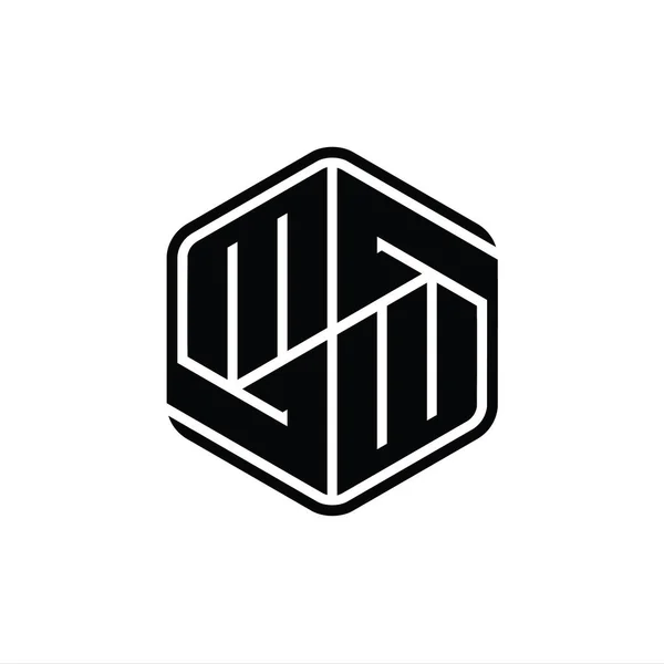 Bentuk Monogram Logo Dengan Ornamen Abstrak Garis Luar Terisolasi Templat — Stok Foto