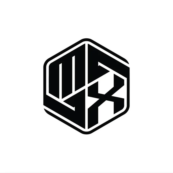 Carta Logo Monograma Hexágono Con Adorno Abstracto Plantilla Diseño Contorno —  Fotos de Stock