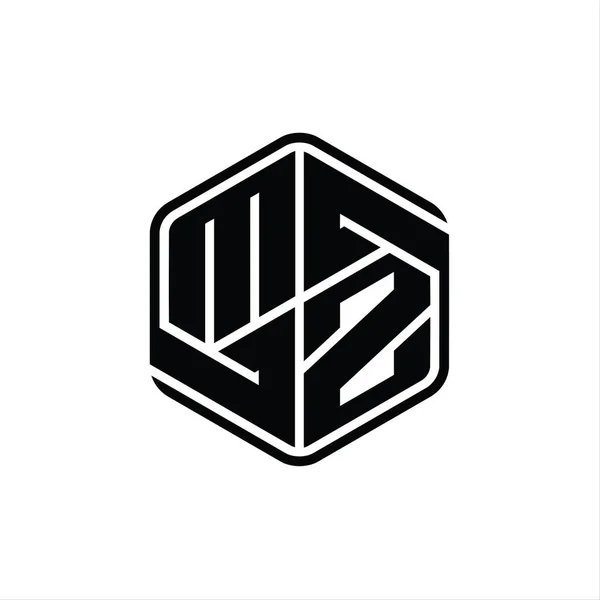 Bentuk Monogram Logo Heksagon Dengan Ornamen Abstrak Terisolasi Templat Desain — Stok Foto